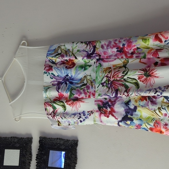 Joseph Ribkoff Floral High-Low Dress - White and Multicolor - Picture 6 of 14